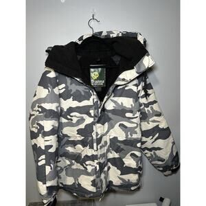 SP Southplay Military Camo Jacket Men’s Small Hooded Puffer Coat Winter Warm